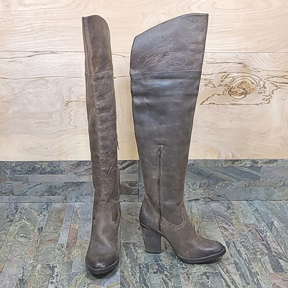 Musse & Cloud Joyce Leather Thigh High Boots Sz 38EU/7.5US
